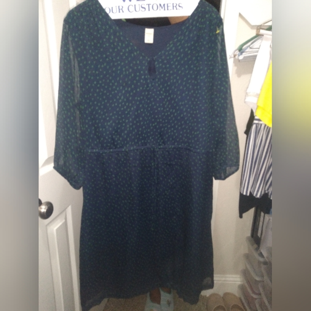 Green & blue poka dot church dress